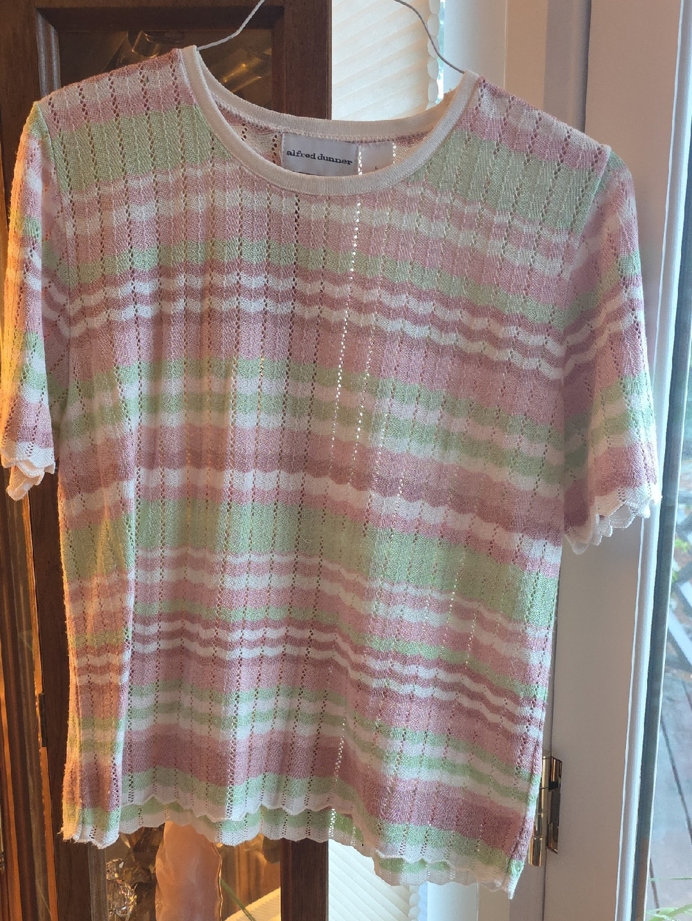 Alfred Dunner Pink & Mint Striped Short-Sleeve Knit Top
